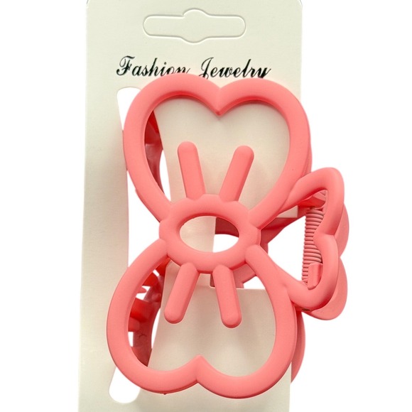 Accessories - Matte Pink Butterfly Heart Hair Claw Clip Fashion Jewelry Accessory New
